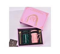 Pack de 2, coffret cadeau mug tasse de café en céramique - rose et vert foncé G