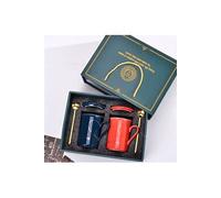 Pack de 2, coffret cadeau mug tasse de café en céramique - rouge et bleu foncé