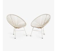 Pack De 2 Fauteuils De Jardin En Acier Et Rotin Synthétique New Acapulco Tapioca Beige
