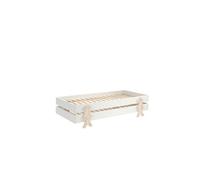 Pack de 2 lits empilables pin massif blanc et bois clair Fernando 90x200 cm