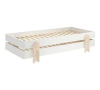 Pack de 2 lits empilables pin massif blanc et bois clair Ridulo 90x200 cm Blanc G