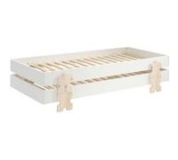 Pack de 2 lits empilables pin massif blanc et bois clair Valentino 90x200 cm Blanc G