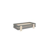 Pack de 2 lits empilables pin massif gris et bois clair Valentino 90x200 cm