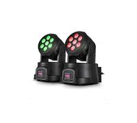 Pack de 2 Lyres à LEDs 4en1 Rouge/Vert/Bleu/Blanc DMX 7x4W Wash7