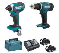 Ensemble de 2 machines 18 V Li-IonDLX2141JX2 - MAKITA - ave 2 batteries 18v 3Ah - chargeur - MAKPAC - DLX2141JX2