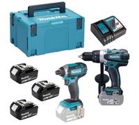 ENSEMBLE 2 MACHINES PERCEUSE DDF458 + VISSEUSE A CHOCS DTD152 - MAKITA - DLX2144TJ1