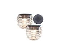 : Pack de 2 photophores en verre à LED à alimentation solaire, Ø 8 cm Liora