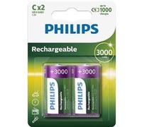 Philips Piles rechargeables LR14 (C) NiMH 3000 mAh Pack de 2