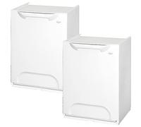 Pack de 2 poubelles de recyclage en polypropylène blanc, avec réservoir intérieur de 40 L au total.