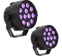 Pack de 2 Projecteurs Par Ibiza Light PAR-MINI-UV - 18x1W DMX LED UV Stroboscope Fête Club Bar Discothèque Lumière Noir