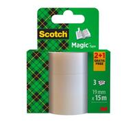 Pack de 2 rubans adhésif Scotch Magic invisible - Longueur 15 m + 1 offert