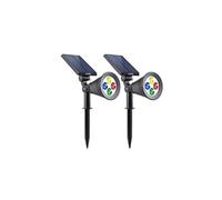 Lumisky Spots solaires Spiky C34 - LED multicolore RGB dimmable 34 cm à piquer/à fixer - Lot de 2