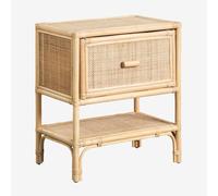 Pack de 2 tables de chevet rectangulaires 45x30 cm en rotin Yivisc Bois Naturel