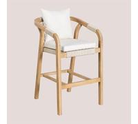 Pack de 2 tabourets hauts en bois d'acacia Dubai Blanc Gardenia Acacia Rustique Marron