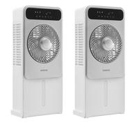 Pack de 2 Ventilateurs brumisateur 3en1 OCEANIC - 50W - Ø 23cm - Affichage LED - Télécommande - Minuterie - Moteur DC - Gris, blanc