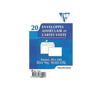 Pack de 20 enveloppes et 20 cartes visite Adhéclair Blanc