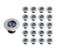 Pack de 20 - Spot LED Encastrable Extérieur IP65 220V Sol 3W 80° - Blanc Neutre 4000K - 5500K - SILAMP