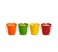 Pack de 3 Bougies Citronnelle Anti Moustique Seaux Métal Laqués Couleurs Aléatoires Parfum Frais Été Terrasse Jardin