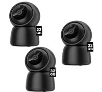 pack de 3 caméras de surveillance WLAN Intérieur - 360 ° pivotant moniteur pour bébé avec caméra 32GB carte mémoire