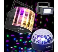 Pack de 3 effets de lumières à LEDS Stroboscope Astro et Derby - PARTY LIGHT & SOUND PARTY-3PACK
