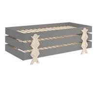 Vipack - Lit enfant en bois Modulo Smiley III 90x200 cm Pack de 3 lits empilables Gris