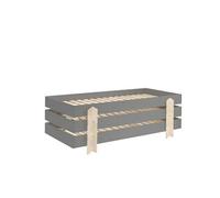 Pack de 3 lits empilables pin massif gris et bois clair Ridulo 90x200 cm