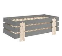 Pack de 3 lits empilables pin massif gris et bois clair Valentino 90x200 cm Gris G