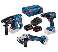 Pack de 3 outils 18V (GSR55/GWS10/GBH22) + 2 batteries 5Ah + chargeur en coffret L-BOXX BOSCH