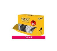 Pack de 30 stylos bille Atlantis Bic rétractables + 6 offerts - noir