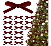 Pack de 36 petits nœuds de Noël en velours, nœuds de ruban vintage rustiques, mini nœud en velours pour guirlande de Noël, lien torsadé pour décoration de boules de Noël, décor de fête pour sapin de