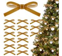Pack de 36 petits nœuds de Noël en velours, nœuds de ruban vintage rustiques, mini nœud en velours pour guirlande de Noël, lien torsadé pour décoration de fête de Noël, décor de table, sapin de Noël
