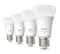 Pack de 4 ampoules LED connectées A60 - PHILIPS HUE - Lumière blanche et colorée - Culot E27 - 6W - 1000-2000k - 810 lumens