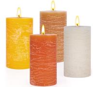 Pack de 4 Bougies Pilier - Bougies Parfumées Cadeau - 4-10 x 5 cm - Grande Bougie Longue Durée 270 Heures - Bougies Anti-goutte, Sans Fumée, Bougies de l'Avent Cadeaux pour Femmes Mariages, Noël