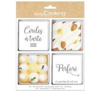 Pack de 4 cercles à tarte individuels perforés Scrapcooking Carré Inox 8 cm Inox G
