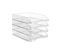 Waytex Pack de 4 Corbeilles à Courrier A4 Plastique Transparent