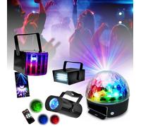 Pack de 4 Jeux de Lumière Party Astro Stroboscope Derby Miniwave - Soirée - Salle des Fêtes - Anniversaire - Mariage