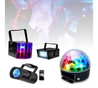 Pack de 4 Jeux de Lumière Party Astro Stroboscope Derby Miniwave - Soirée - Salle des Fêtes - Anniversaire - Mariage