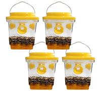 Pack de 4 Piège Frelon Asiatique,Pièges à Frelons Extérieur Sélectif - Ensemble de Pièges à Guêpes-Compatible Bouteille Standard + Recette d’Appât Offerte (Seau piège (4PCS))