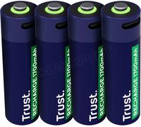 Pack de 4 piles rechargeables par USB-C Trust type AA - 1700 mAh - Cable recharge inclus (R06)