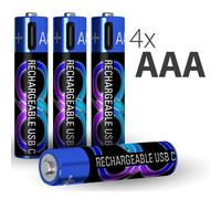 Force Power – Piles AAA rechargeables USB‑C (LR03) Lot de 4 1,5V 600mAh charge en 1 h
