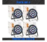 Pack de 4 Projecteurs Par Ibiza Light THINPAR-18X1W RGB - DMX Télécommande Extra-plats LED Soirée Dj Club Fête Discothèque