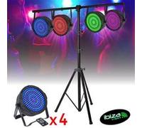 Pack de 4 Projecteurs Par Ibiza Light THINPAR-MATRIX 3-en-1 175 LED RGB Matriçable - Portique d'éclairage SL002 - DMX Extra-plats