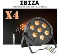 Pack de 4 Projecteurs Par THINPAR7x6-RGBW Ibiza Light DMX Télécommande Extra-plats LED Soirée Dj Bar Club Fête Discothèque Ambiance