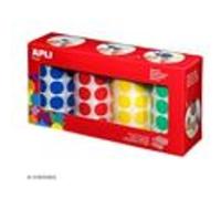 Pack de 4 rouleaux de gommettes rondes - Bleu, rouge, vert, jaune - 20 mm - 4 x 1 770 pcs G