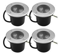 Pack de 4 spots LED encastrables extérieurs 3W 270 lm - Blanc chaud IP65, inox, 80 mm