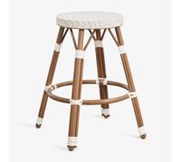 Pack de 4 tabourets hauts en aluminium et rotin synthétique Brielle Bistro Beige nude - Blanc Gardenia ¿65 cm