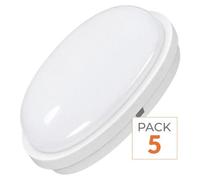 Pack de 5 - Applique LED Murale 20W Blanche Hublot Ronde IP65 - Blanc Froid 6000K - 8000K