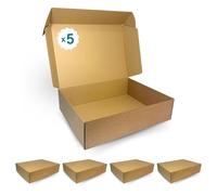 Pack de 5 Boîtes d'Expédition Kraft 400x300x100mm - Idées pour E-commerce, Produits Artisanaux, Boîtes pour Cadeaux de Noël, anniversaire