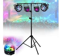 PACK DE 5 EFFETS JEUX DE LUMIERE COMPACTS à LED + PORTIQUE ROBUSTE REGLABLE EN HAUTEUR idéal soirée ambiance bar club disco