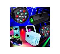 PACK DE 5 JEUX DE LUMIERES 2 PAR-MINI Ibiza + OVNI UFO 48 LEDS + 1 DERBY RGBW + 1 GOBO FLOWER